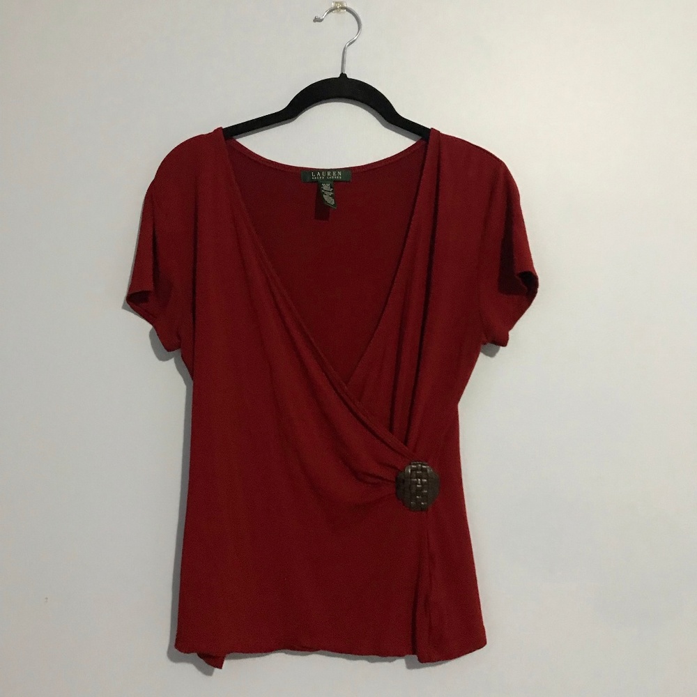 Ralph Lauren Red Wrap Blouse